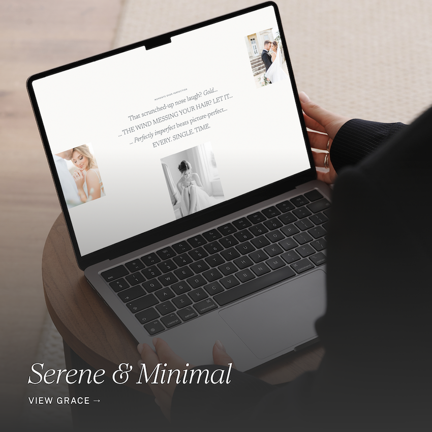 Showit templates for wedding photographers — Serene and Minimal