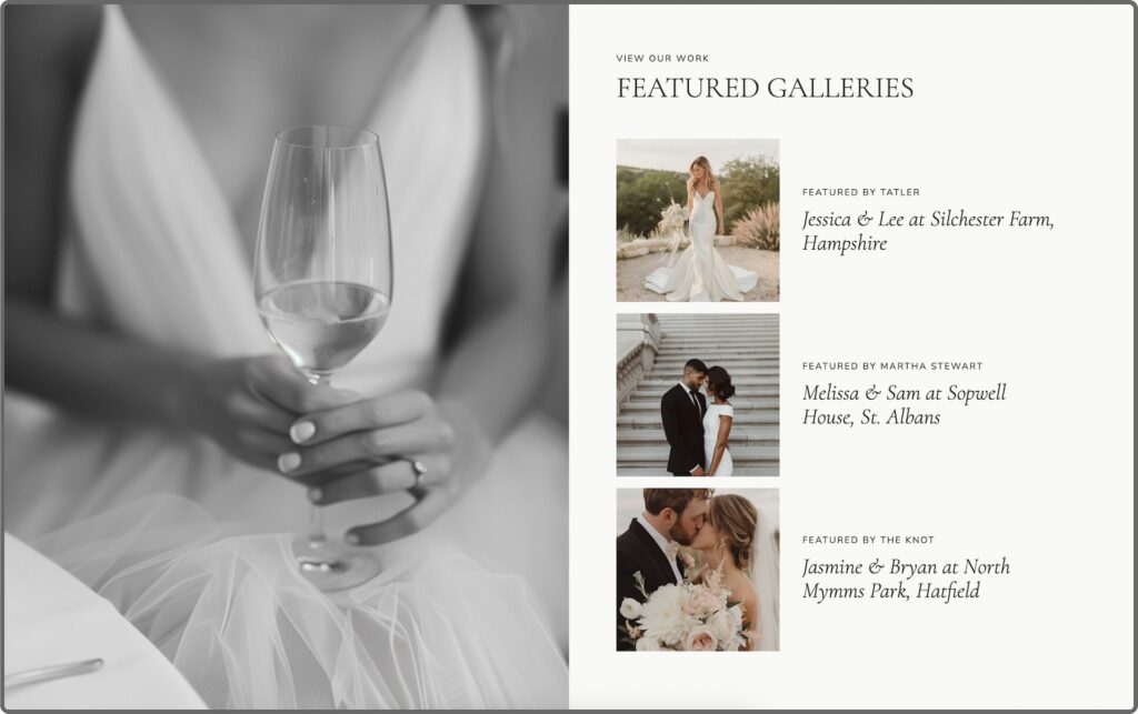 Website Homepage Design—Photography Website Examples of Portfolio—Showit Template 1